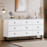 White 9 Drawer Dresser for Bedroom, Large Double Dresser with Wide Drawers,