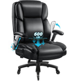 Heavy Duty Office Chair 600LBS - High Back Executive Leather Chair with Lumbar Support