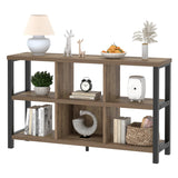 6 Cube Storage Organizer with Shelf, Industrial Horizontal Bookshelf, Low Cubby Bookcase for Living Room