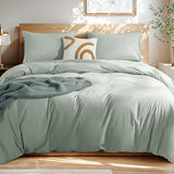 100% Washed Cotton Duvet Cover Set 3 Pieces Cotton Duvet Cover Set 2 Pillowcase 1 Soft Duvet Cover