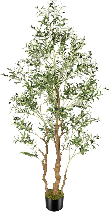 7.2ft Artificial Olive Tree (85in) with Plastic Nursery Pot Faux Olive Silk Tree,