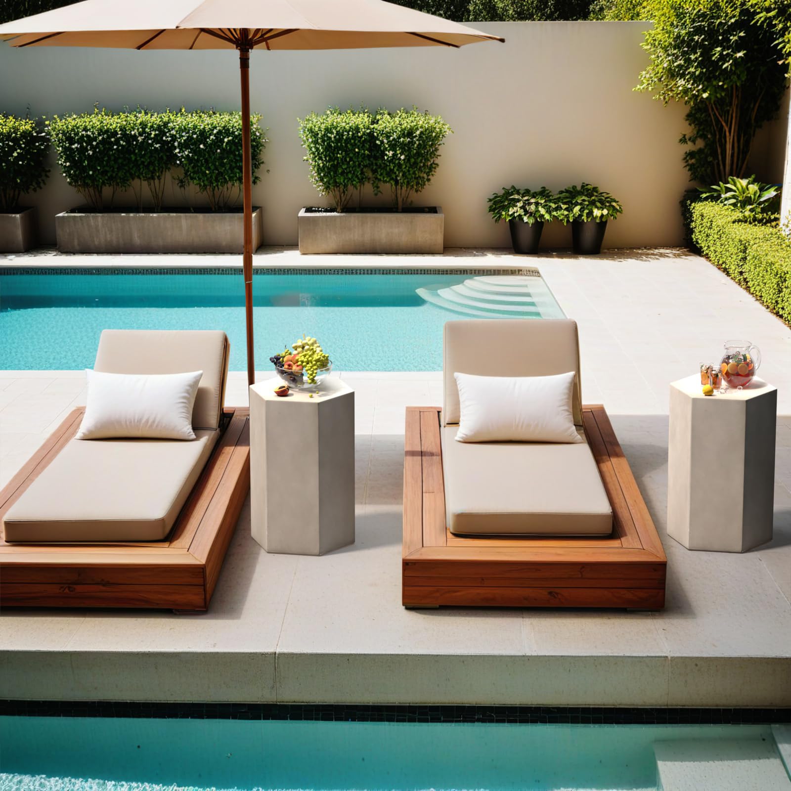 Indoor Outdoor Concrete Side Table, Outdoor End Tables for Patio 20" Hexagon