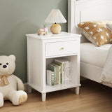 Kids Nightstand Modern Kids Bedside Table with Drawer & Open Storage Shelf Wood End