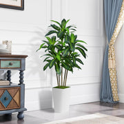 Artificial Dracaena Tree 5FT - Faux Tree with White Tall Planter - Fake Tropical Yucca