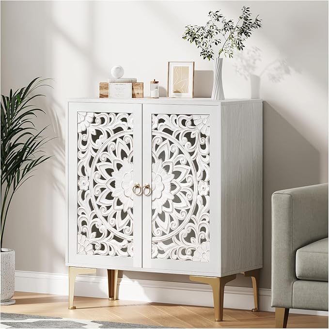 Accent Cabinet with Doors,Storage Cabinet with Gold Legs,Decorative Cabinet