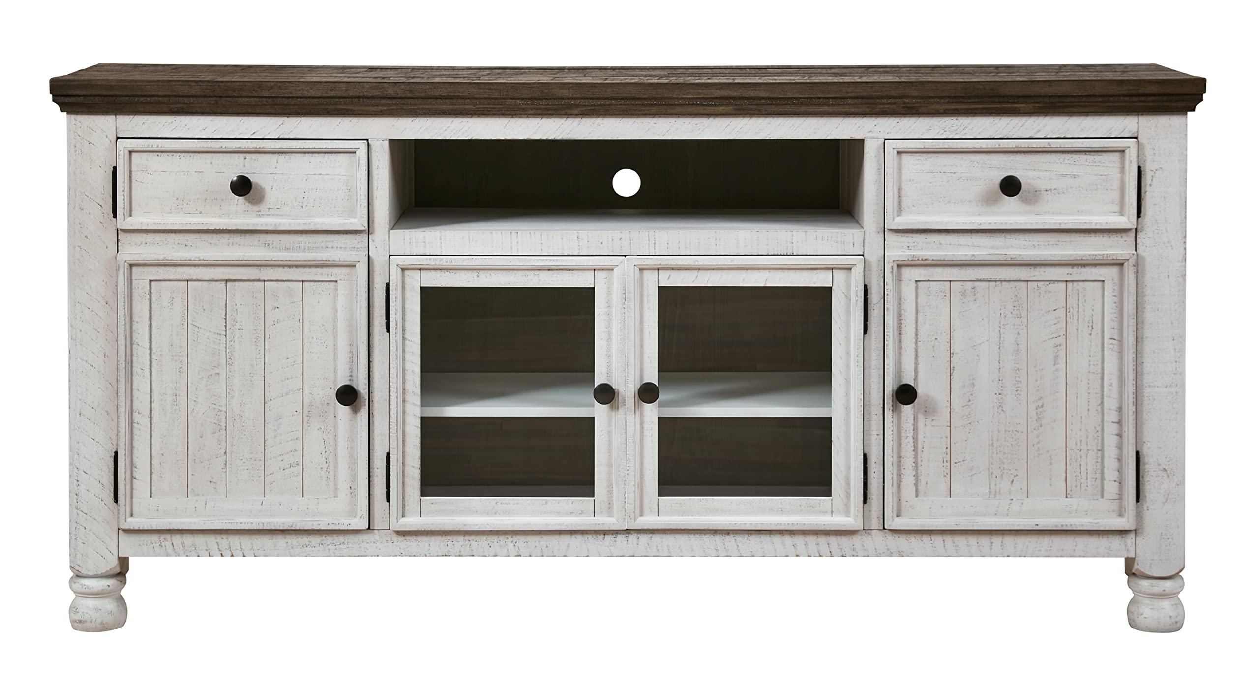 Havalance Farmhouse TV Stand Fits TVs up to 72", 4 Cabinets and Shelves For Storage