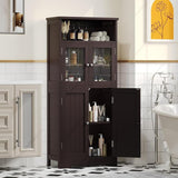 Bathroom Storage Cabinet, Bathroom Cabinet with Open Storage, Kitchen Pantry Cabinet with Doors, Bathroom Floor Cabinet, 23.6 x 11.8 x 50.4 Inches,