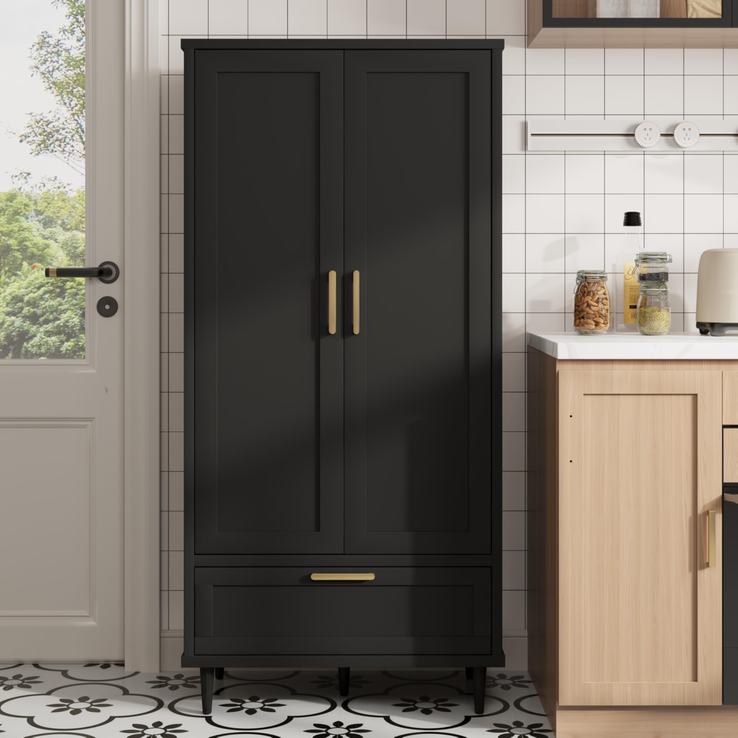 Pantry Storage Cabinet, Kitchen Pantry Storage Cabinet with Drawer