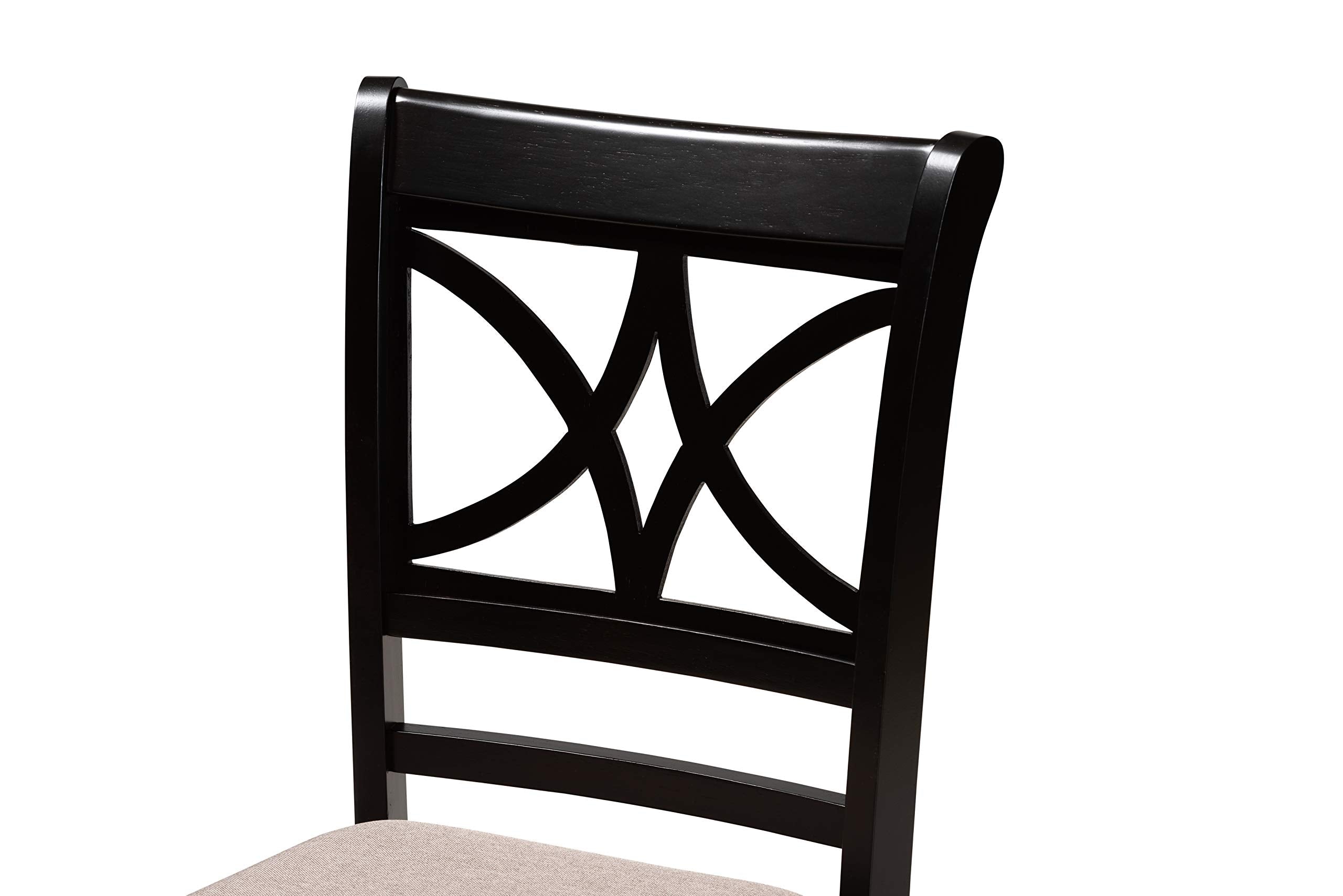 Set and Dining Set Sand Fabric Upholstered and Espresso Brown Finished Wood 5-Piece