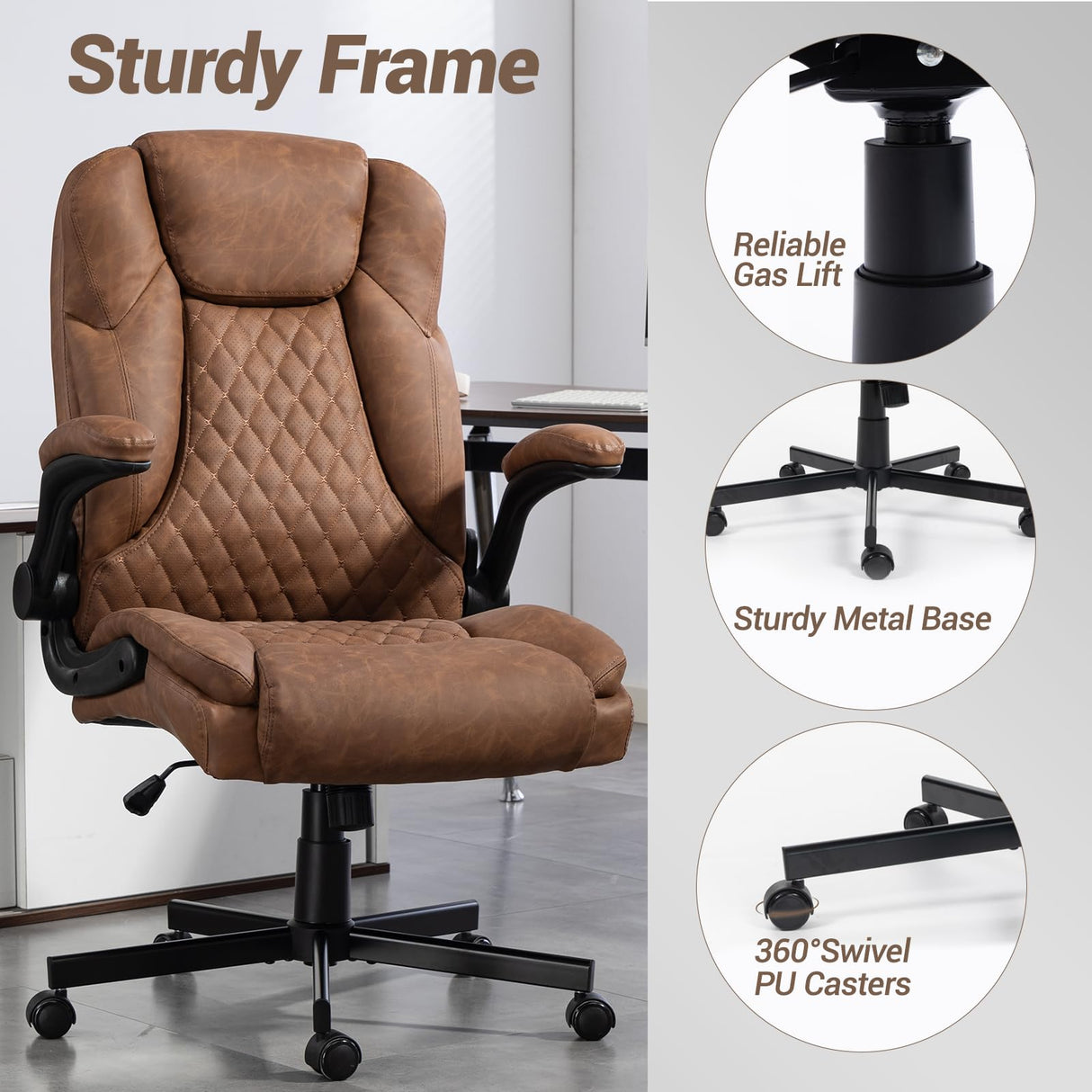 450 LBS Big and Tall Office Chair with Flip-Up Armrests