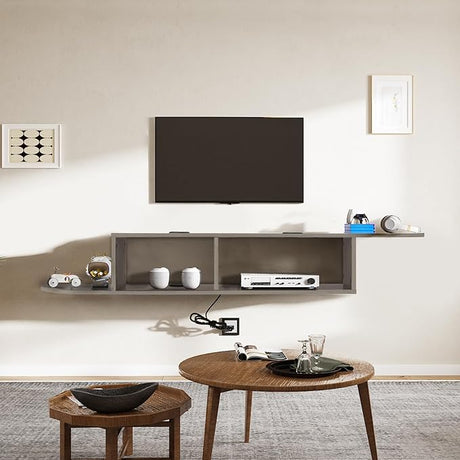 Floating TV Shelf with Open Storage, Floating Entertainment Center for TVs Up to 55 Inches, Floating TV Stand