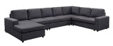 Tifton Modular Sectional Sofa with Reversible Chaise in Dark Gray Linen