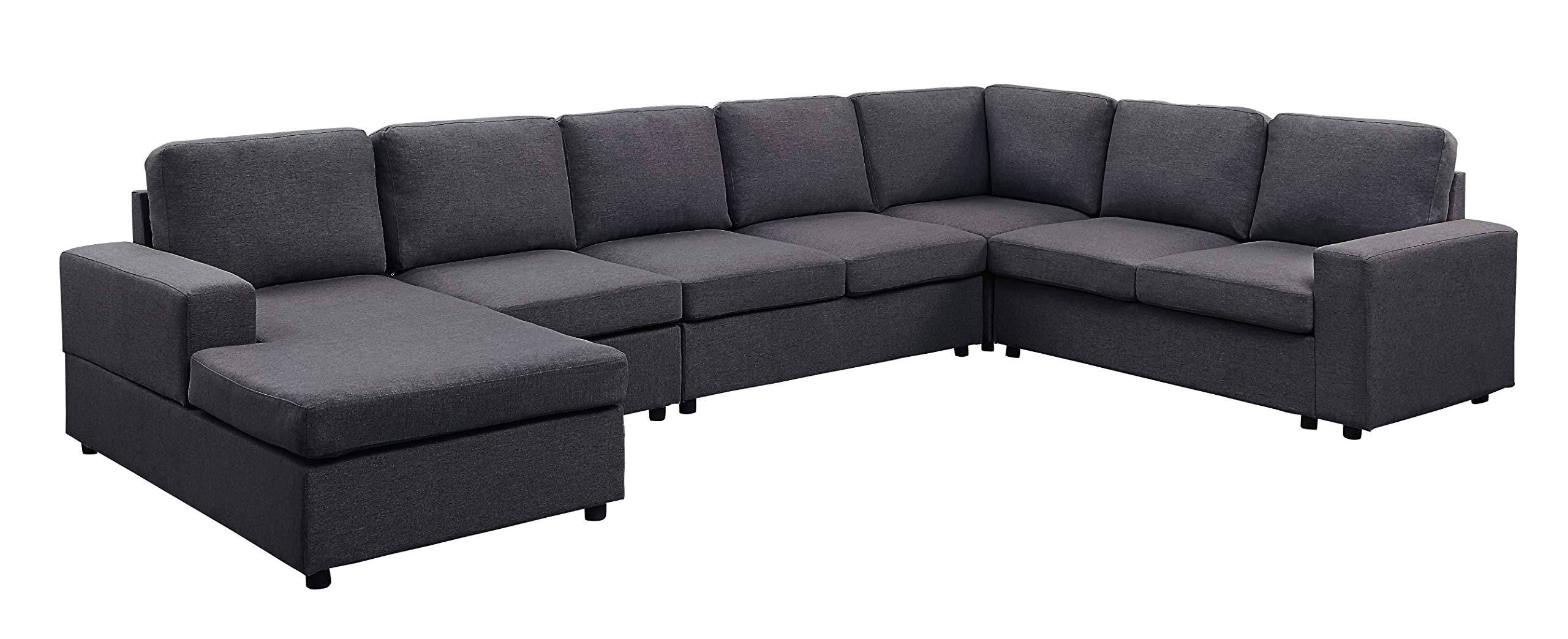Tifton Modular Sectional Sofa with Reversible Chaise in Dark Gray Linen