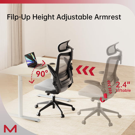 Motostuhl C6 Ergonomic Office Chair Office Desk Chair with Lumbar Support 2D Headrest Flip Up 4D Armrest 120° Rocking Mesh Computer Chair Office Chairs for Office Home Office Conference Room Usage