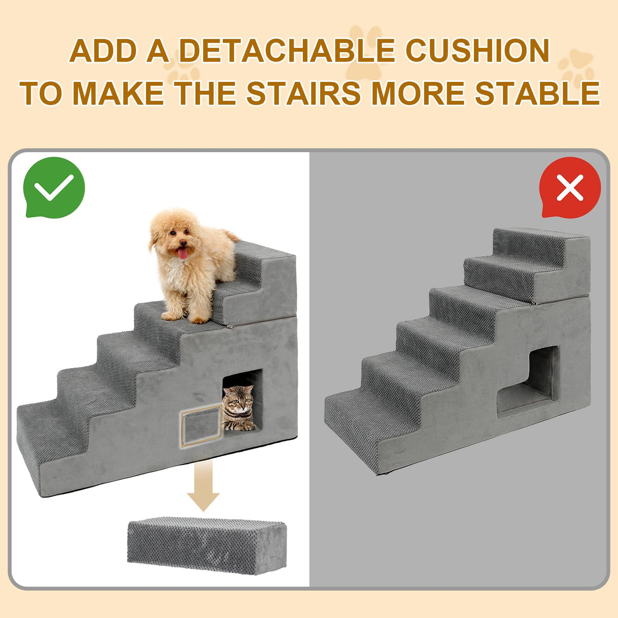 6-Step Dog Stairs for High Beds - 27" Height