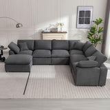 Modular Sectional Sofa Modern Oversized Cloud Couch with Movable Ottoman 7 Seater