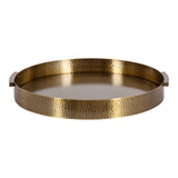 Samana Modern Glam Round Metal Tray, 17 Inch Diameter, Antique Brass