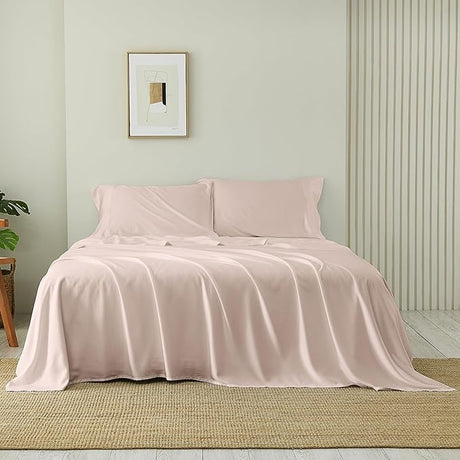 100% Viscose Derived from Bamboo Sheets Queen Size, Cooling 16" Deep Pocket Sheets for Queen Size Bed Sheets