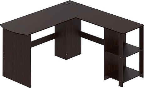 L-Shaped Home Office Wood Corner Desk, Espresso