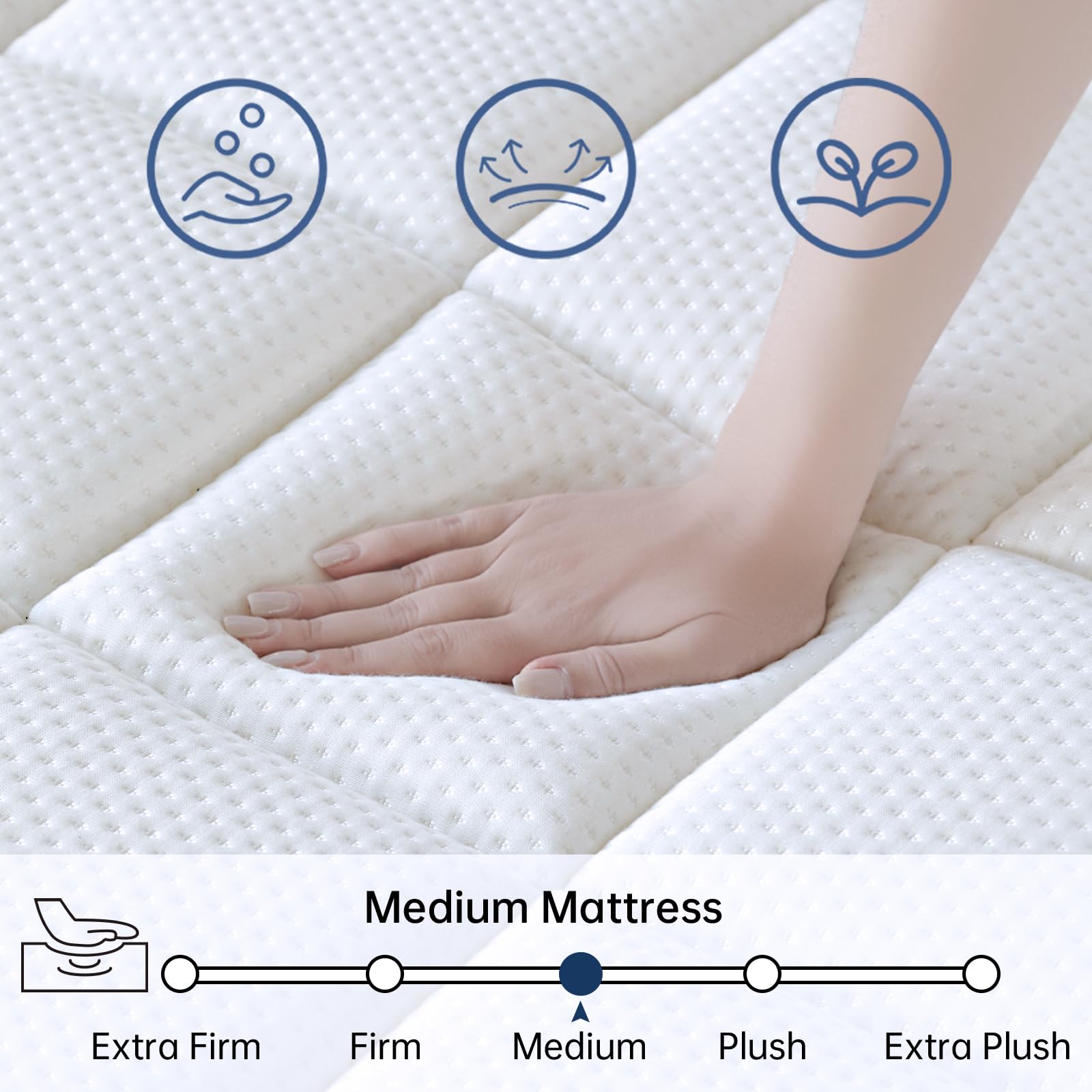 King Size Mattress, 14 Inch King Mattress in a Box, Medium Firm Pocket Spring and Gel Memory Foam for Superior Comfort, Pressure Relief, Strong Edge Support