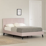 Maliza Upholstered Complete Platform Bed, Full, Pale Pink