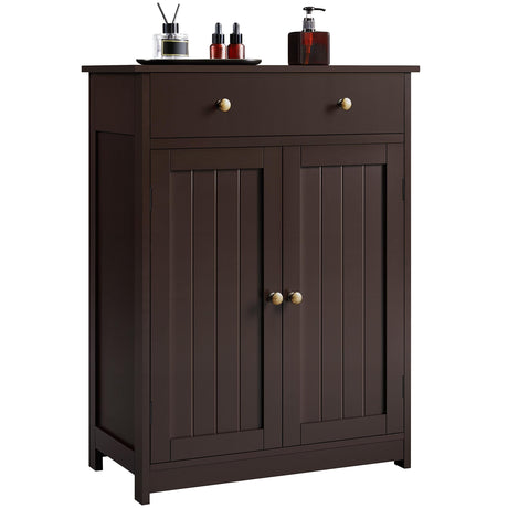 Bathroom Storage Cabinet with Drawer and Double Doors, Free-Standing Organizer