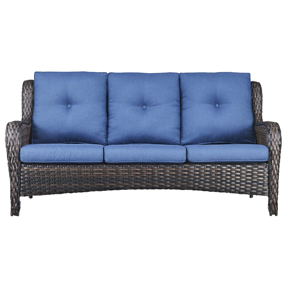 Outdoor Couch Wicker Patio Sofa - 3-Seater Rattan Patio Furniture Conversation Sofas