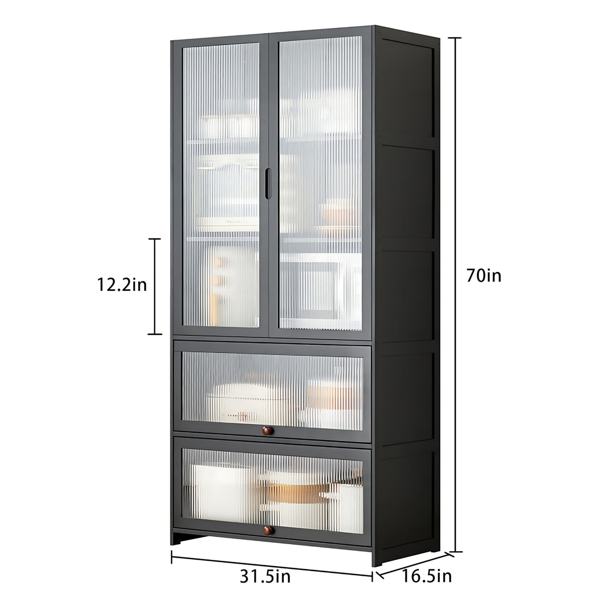 70" Tall Kitchen Pantry Storage Cabinet, Freestanding Kitchen Bake Rack