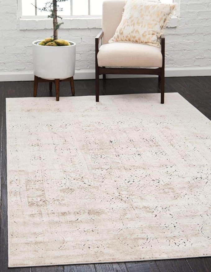 Chateau Collection Area Rug - Quincy (9' x 12' 2" Rectangle, Gray/ Beige)