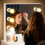 with Mirror, Wooden Vanity Table Makeup Dressing Desk with LED Light, Dressing Table