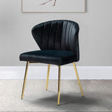 Velvet Dining Chairs Set of 2, Modern Upholstered Side Chair with Golden Legs,