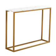 Modern Console Table for Entryway, MDF Faux Marble Sofa Table with Golden Metal