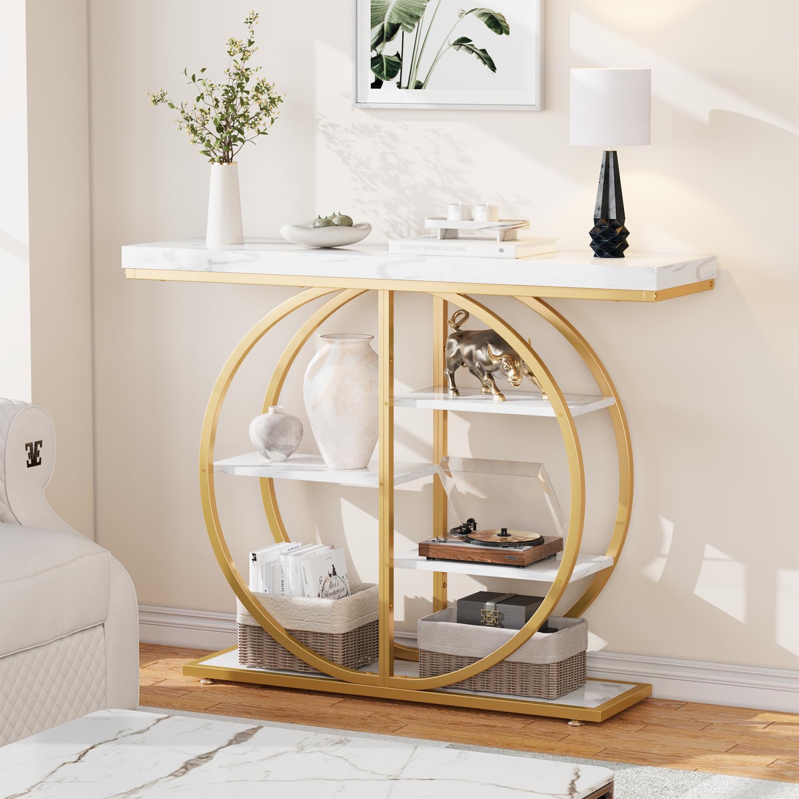 41.3" Industrial Console Table with Storage Shelves