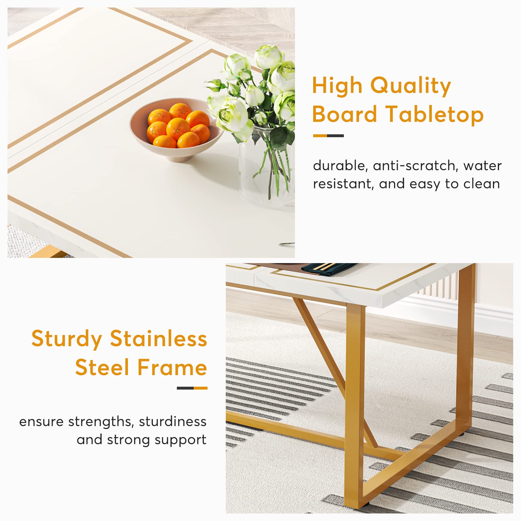 70.9 Inch Dining Table for 6 to 8, Modern Kitchen Table Dining Room Table, Rectangle