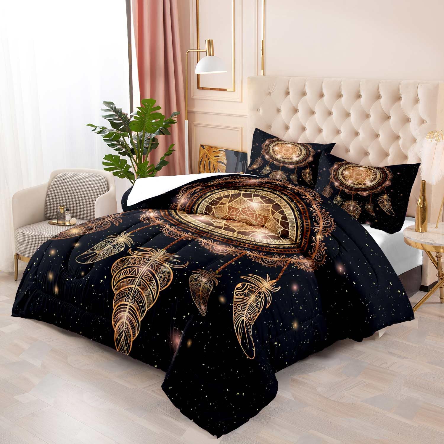 3PCS Dream Catcher Comforter Set Queen Size, Galaxy Bedding Sets