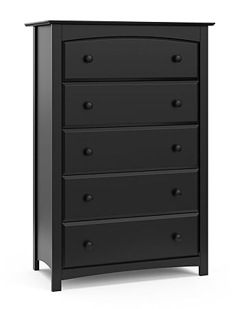 Kenton 5 Drawer Dresser (White) for Kids Bedroom, Nursery Dresser Organizer