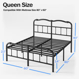 14 Inch Queen Bed Frame,Heavy Duty,with Headboard and Footboard