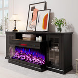 75" Fireplace TV Stand with 3-Sided Glass Electric Fireplace