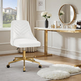 Velvet Vanity Desk Chair - Height Adjustable Swivel Office Chair with Gold Base