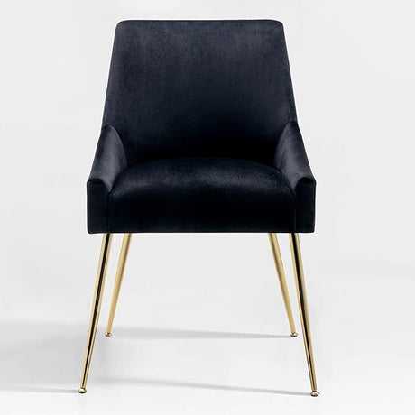 Carlo Upholstered Velvet Accent Chair with Gold Metal Legs, Black