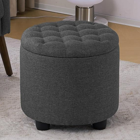 Modern Round Storage Ottoman,Button Tufted Ottoman Foot Stools Ottoman Footstool