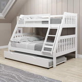 Austin Mission Twin Over Full White Bunkbed with Twin Trundle