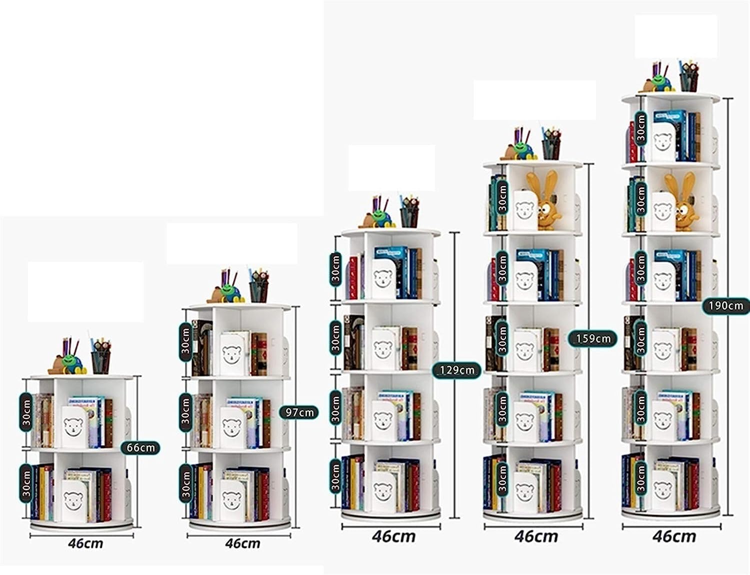 Bookcases 360° Rotating Bookshelf Large Floor Storage