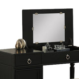 Seraph Featuring Stool and Mirror Black Vanity Set,