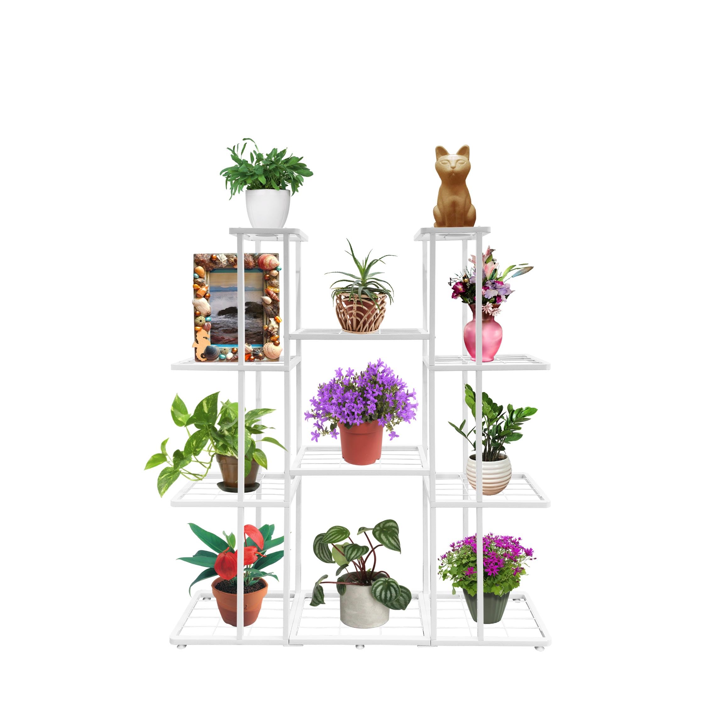4 Tier 11 Potted Metal Large Plant Stand for Indoor Outdoor Flower Pot Display Planter Shelf