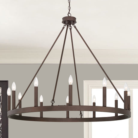 12 Lights Wagon Wheel Chandelier Lighting Farmhouse Candle Ceiling Light Fixtures