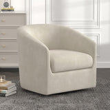 Accent Swivel Chair,Modern Fabric Arm Chair Sofas,Upholstered Barrel Curved Chair with Meatl Base & Handrail for Living Room, Bedroom, Guest Room,Beige