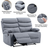 Loveseat Recliner Sofa, Small Sofa Couch, PU Leather Reclining Sofa 2-Seater