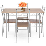 5-Piece 4ft Modern Wooden Kitchen Table Dining Set w/Metal Legs, 4 Chairs