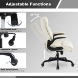 Executive Office Chair Set of 2, PU Leather Computer Chair with Lumbar Support